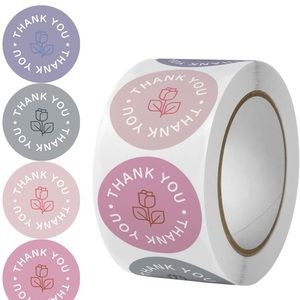 Roll of 500 pcs round self-adhesive Round Multicolor Thank You Stickers.